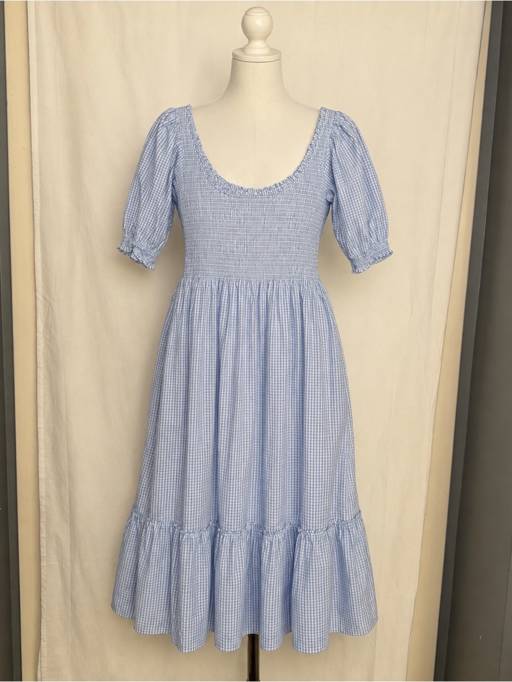 Hill House Home The Louisa Nap Dress Hydrangea Gingham Size Large L Like New - Picture 1 of 8